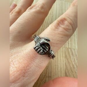 Vintage 925 sterling silver Fede gimmel betrothal ring size 8.5